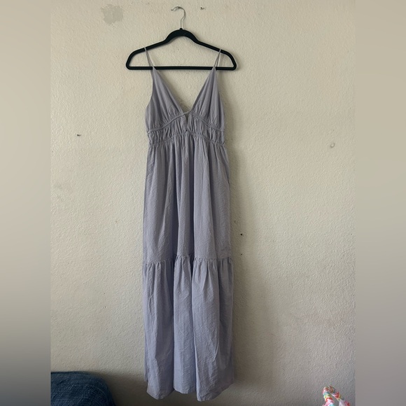 NWT New York & Company Tiered Maxi V Neck Lavender Sundress Medium Prairie - Picture 1 of 16